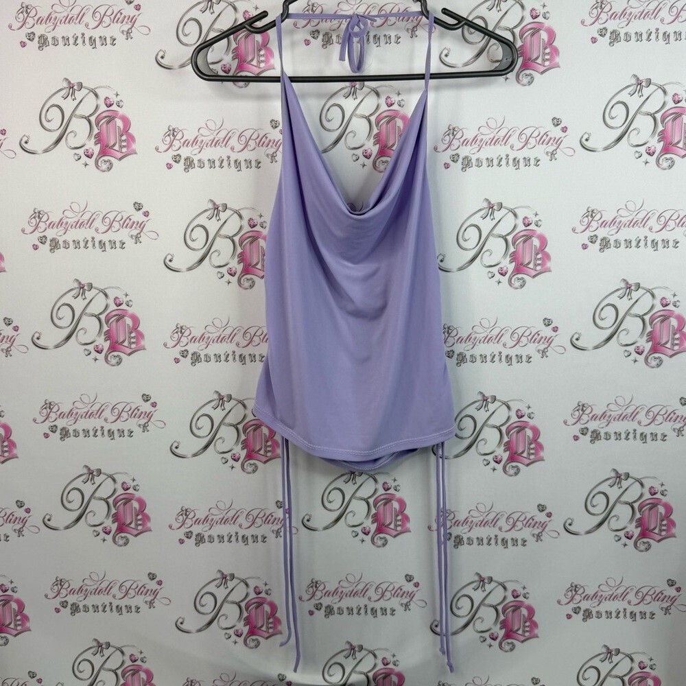 Wearever tank top cinched string sides stretchy Lavender Top comfy Y2K